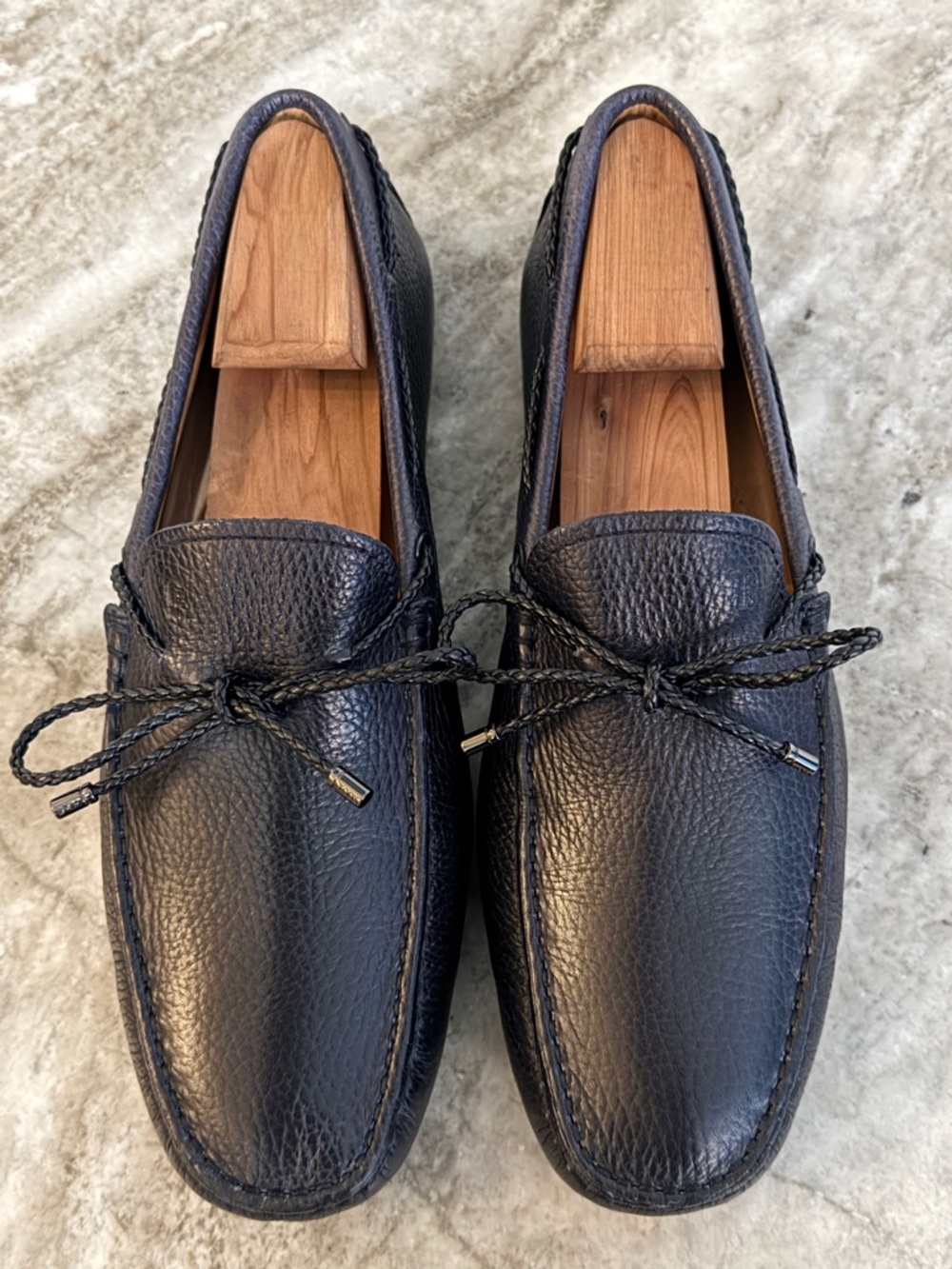 TODS GOMMINO Navy Blue Leather Driver Driving Moccasins Moc Loafer 7.5 Loafer